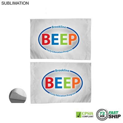 72 Hr Fast Ship - Poplin White Pillowcase, 33x21, 2" End Hem, Sublimated full color 2 sides