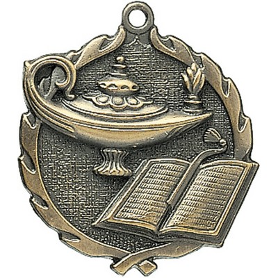 Sculptured Medal - Lamp Of Knowledge, 2"