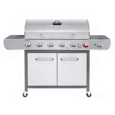 Keg Products Silver/Gray 6-Burner Gas Grill w/Side Burner