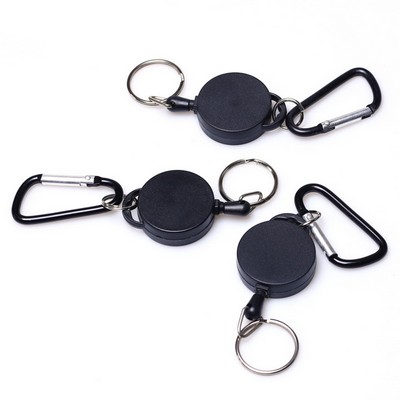 "Compact Retractable Key Chain with Convenient Carabiner Clip"