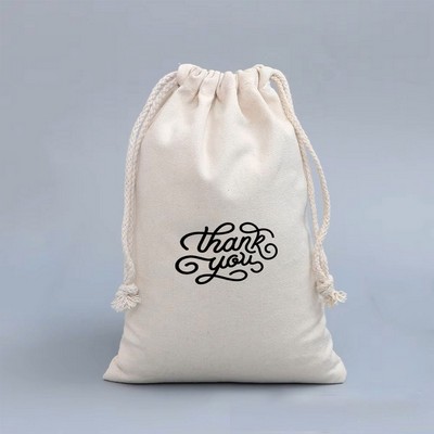 SMALL COTTON AND LINEN DRAWSTRING BAG ( 4'' x 4.7'' )