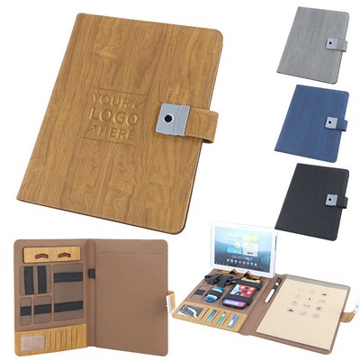A4 Leather Meeting Clipboard Folder W/ Fingerprint Lock