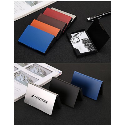 Stainless Steel Business Card Holder W/Plastic Cover