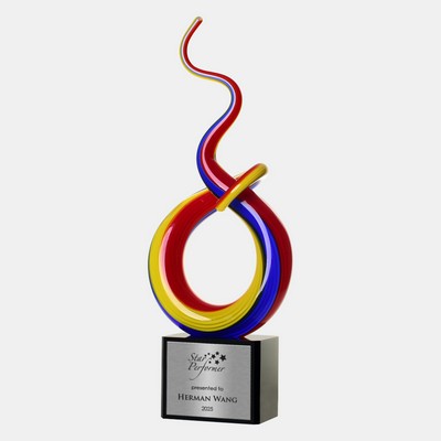 Art Glass Sugar Pull Award with Silver Plate