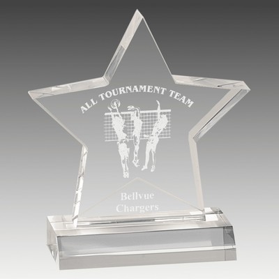 5" x 5" Clear Star Acrylic Award with 4" Base