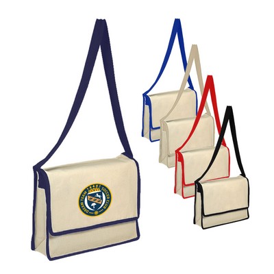 12 oz. 100% Cotton Canvas Messenger Bag With Flap