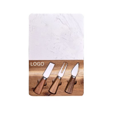Marble Wood Charcuterie Board With Knife Set
