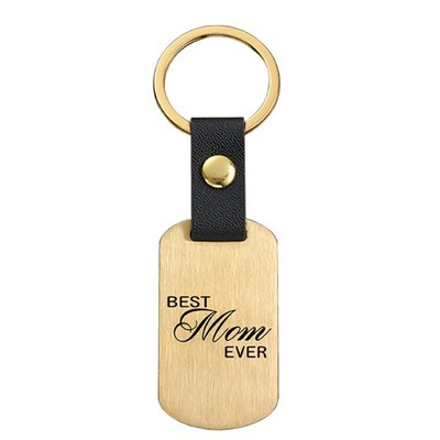 Father's Day Mother's Day Custom PU Leather Stainless Steel Keychain MOQ100PCS
