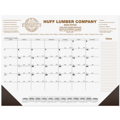 Black Calendar Desk Pad w/One Color Imprint