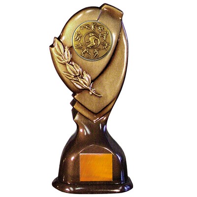Stock Classic 10" Trophy with 2" Track & Field Male Coin and Engraving Plate