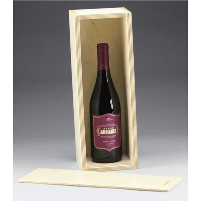 4.6" x 14.6" - Premium Birch Wood Single Wine Box - Slide Top