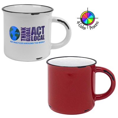 15 Oz. Red/White w/Black Trim Vintage Distressed Western Mug (4 Color Process)