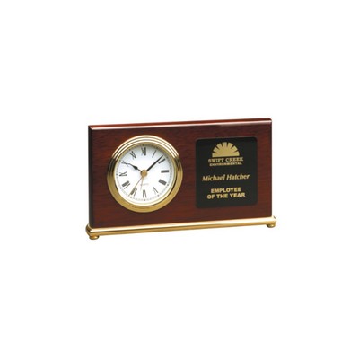 7.5" x 4" Rosewood Piano Finish Horizontal Desk Clock