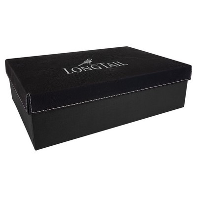11 3/4" x 7 3/4" Black/Silver Gift Box with Leatherette Lid