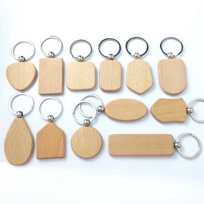 Custom Engraved Wooden Key Chains in Various Shapes