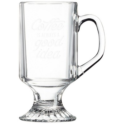 Clear Footed Coffee Mug, Engraved, 10 oz