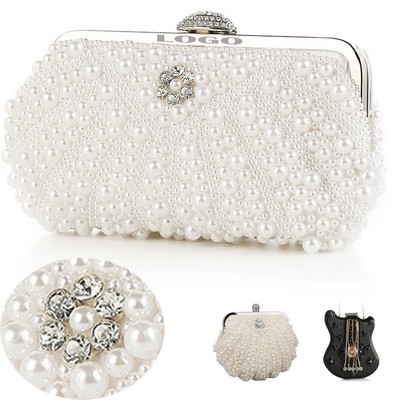 Floral Beaded Pearl Clutch Purse