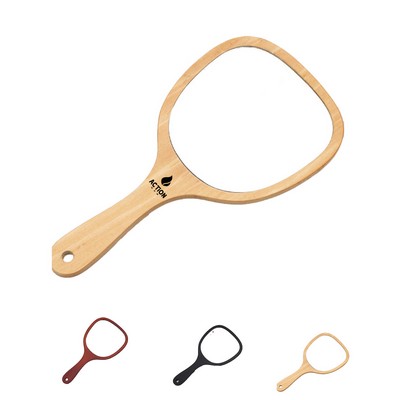 Wooden Hand Held Cosmetic Mirror