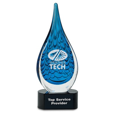 12.5" Blue Raindrop Art Glass