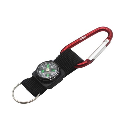 Multi-Functional Carabiner Strap Key Chain With Built-In Compass