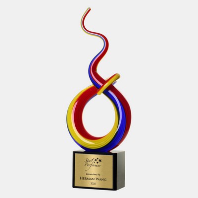 Art Glass Sugar Pull Award with Gold Plate