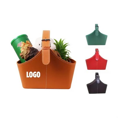 Leather Storage Basket for Home Office Closet Organization