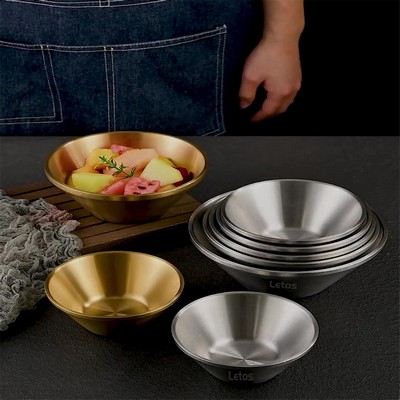 400ML 304 Silvery Stainless Steel Double-layered Anti-scalding Broad-brimmed Rice Hat Bowl