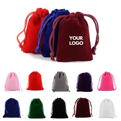 Custom Soft Velvet Cloth Jewelry Gift Bag Drawstring Jewelry Pouch 3 1/2"x2 4/5"