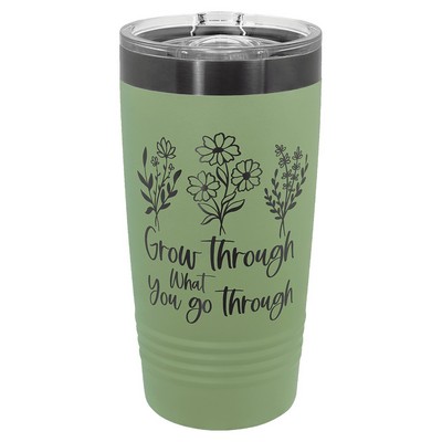Polar Camel 20 oz. Summer Sage/Ghost Black ION-Plated Ringneck Tumbler with Slider Lid
