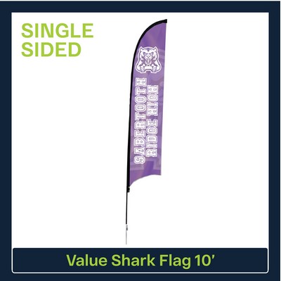 Value 10' Shark Flag - Single Sided w/Spike Base and Carry Bag