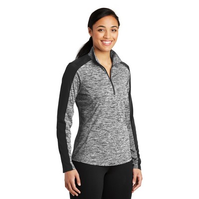 Sport-Tek Women's PosiCharge Electric Heather Colorblock 1/4-Zip Pullover.
