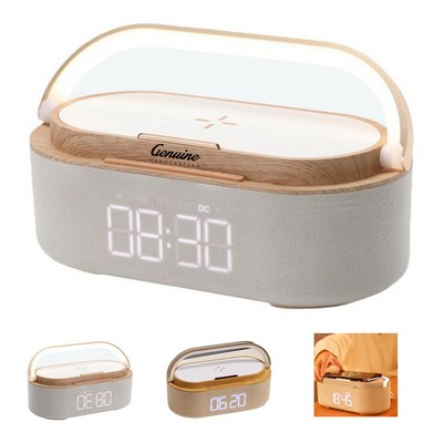 Wireless Phone Charging Bluetooth Speaker with Alarm Clock and LED Display