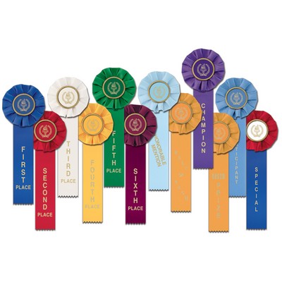 Victory Torch Stock Rosette Ribbon w/Single Streamer