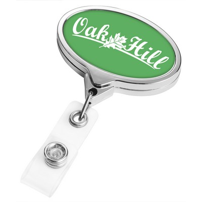 Chrome Jumbo Oval Retractable Badge Reel