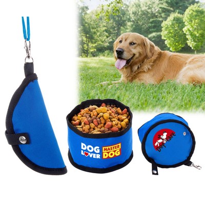 600D Poly Folding Pet Travel Bowl w/hook-CLOSE OUT