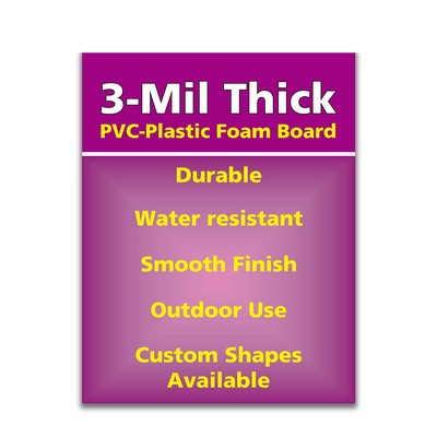 PVC-12x24-Plastic 3mm Foam Board. Full Color. No Minimums