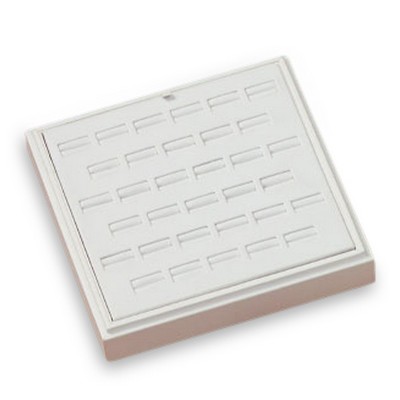 White Leatherette 33 Ring Slot Tray
