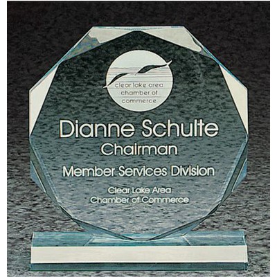 Beveled Octagon Award With Base, Jade, Large (8" x 8-3/4")