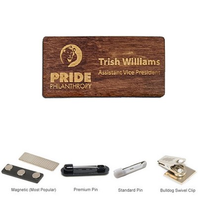 2.125 inch x 3.375 inch Engraved Wood Name Badge
