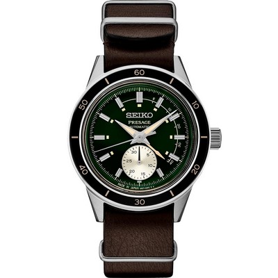 Seiko Presage Style 60s Stainless Steel Automatic Watch w/Dark Green Dial