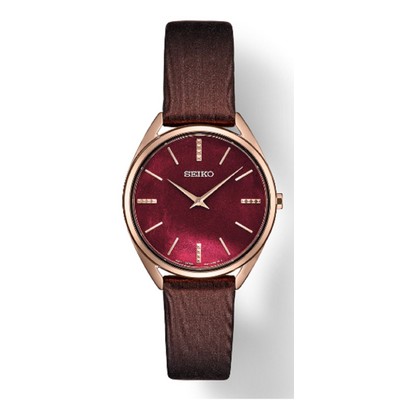 Seiko Essentials Women's Bordeaux Mother-of-Pearl Dial Watch