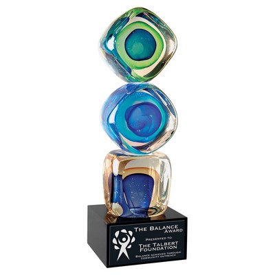 9.25" Stacked Blocks Art Glass with Square Black Base