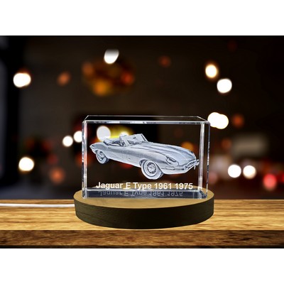Timeless Beauty: Jaguar E-Type (1961 1975) - 3D Engraved Crystal Tribute