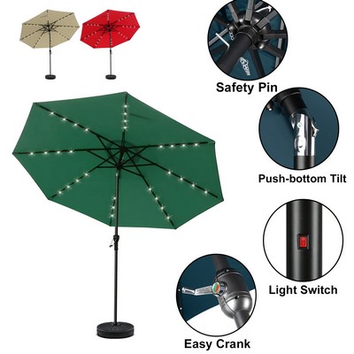 9' Patio Umbrella with Solar-powered LED Lights