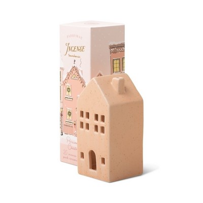 Ceramic Incense Townhouse, Pink - 20 Count Incense Cones, Persimmon Chestnu