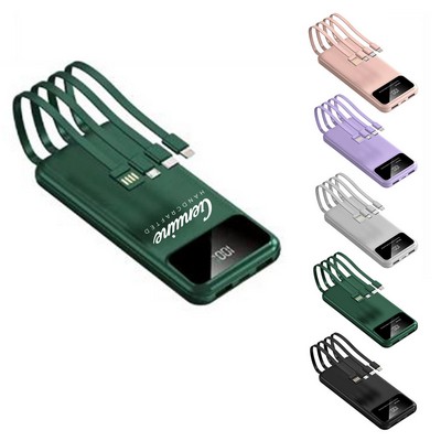 10000mAh Power Bank with Built-in Cables
