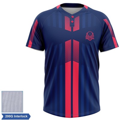Rush - Men's & Kids' Sublimation 2-Button Baseball Jersey - 200G Interlock