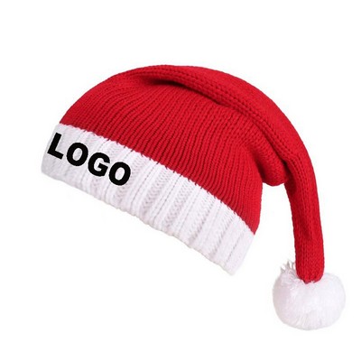 Winter Christmas Knitted Pom-Pom Santa Claus Beanie Hat MOQ100PCS