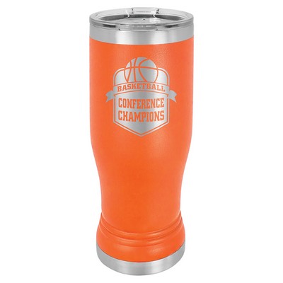 Orange 14 oz. Polar Camel Pilsner with Clear Lid