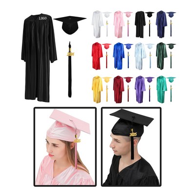 Shiny Polyester Graduation Gown Cap Tassel Set(39", 42", 45", 48", 51", 54", 57", 60", 63", 66")